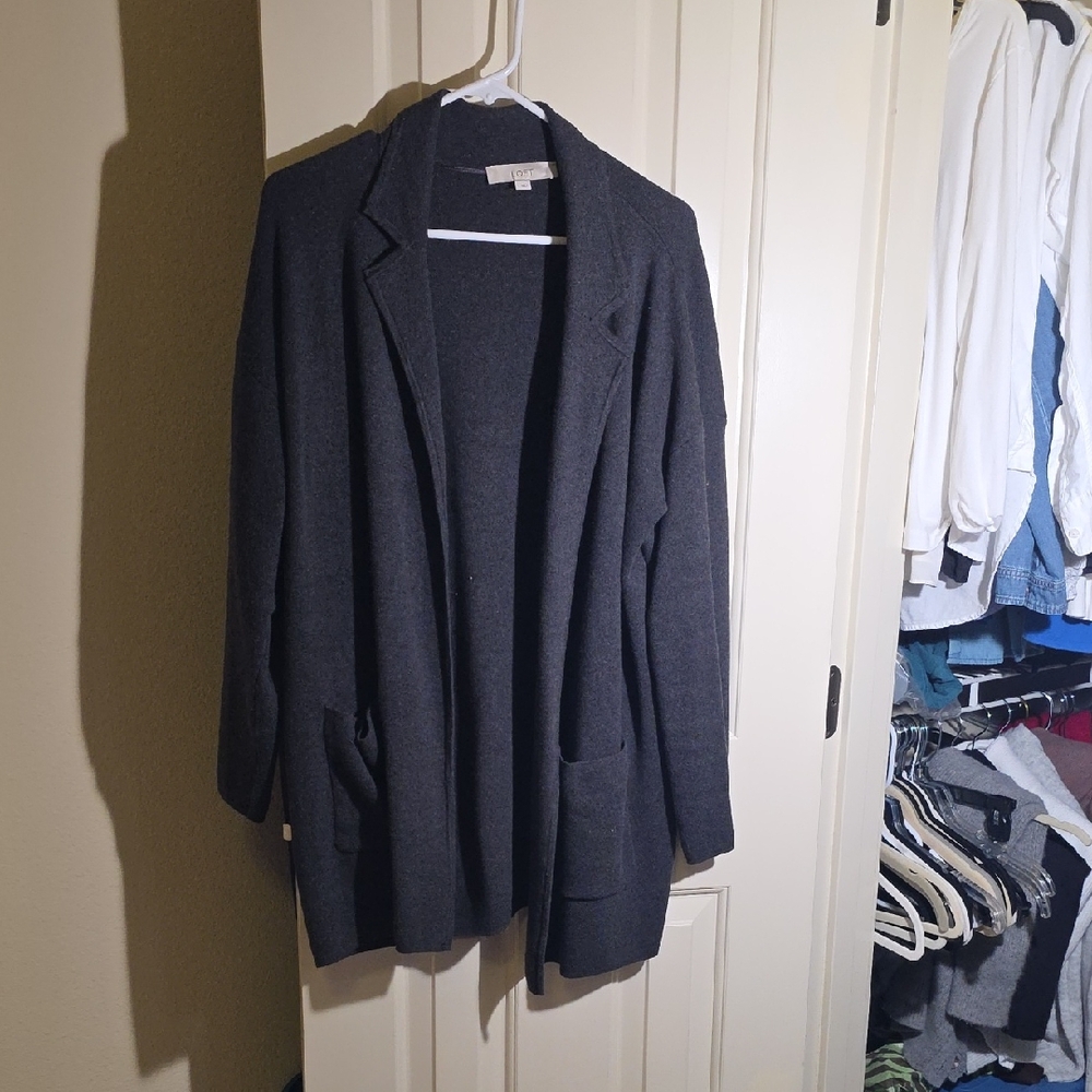LOFT Charcoal Open Front Jacket